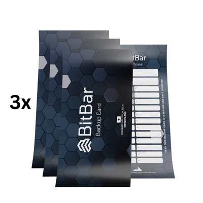 BitBar - 3x BackUp Cards Made of Durable Polymer + Security Bags - Seed Phrase Wallet - Up to 24 Words