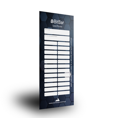 BitBar - 3x BackUp Cards Made of Durable Polymer + Security Bags - Seed Phrase Wallet - Up to 24 Words