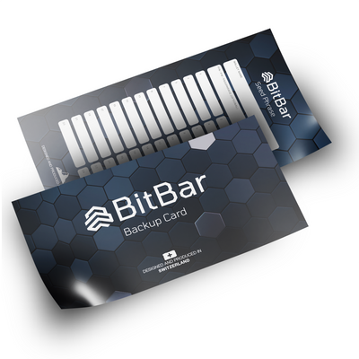 BitBar - 3x BackUp Cards Made of Durable Polymer + Security Bags - Seed Phrase Wallet - Up to 24 Words
